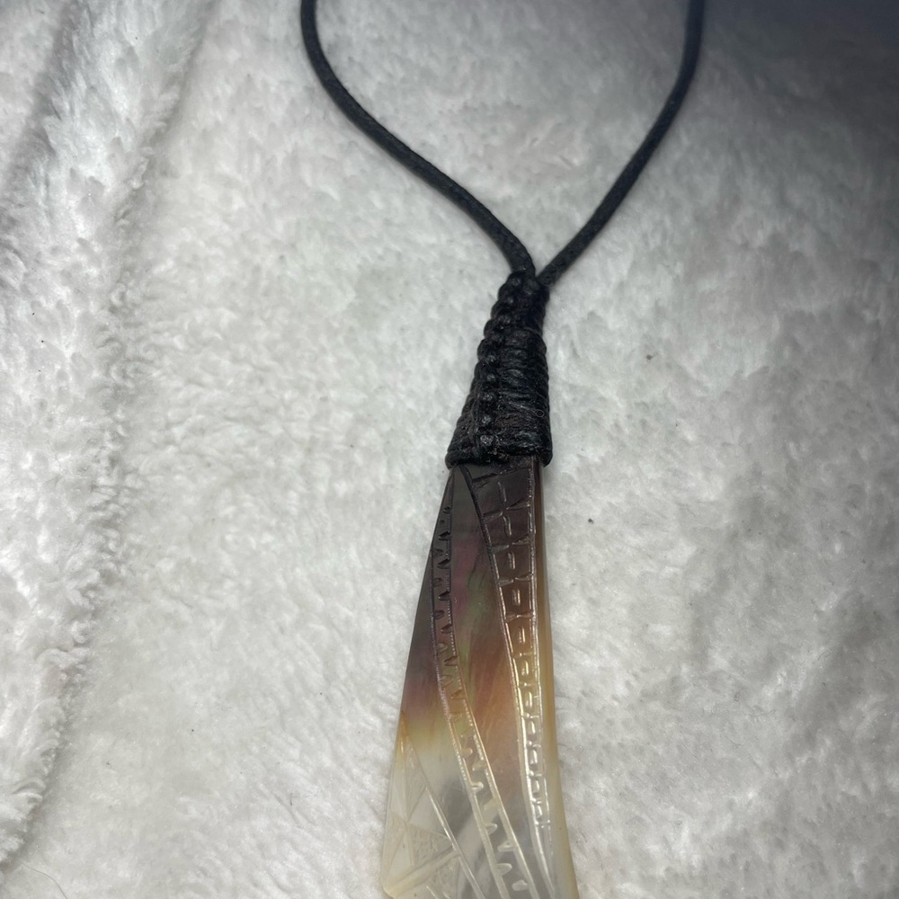 Carved Shell Pendant Necklace